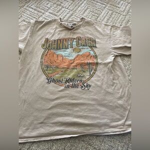 Johnny Cash Ghost Riders In The Sky Medium Cotton Tan Tee Shirt